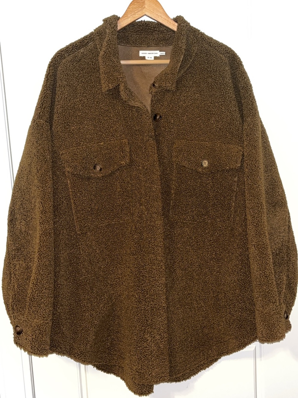 Good American Contour Sherpa Jacket Brown - Picture 1 of 7